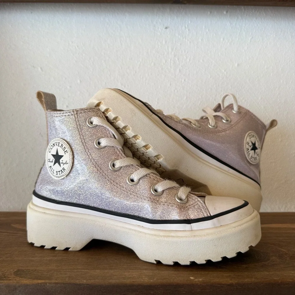 Converse Chuck Taylor All Star Lugged 2.0 Hi Top Glitter Youth US 1 Pink A03816C